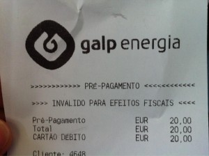 Pre-pagamento no posto Galp Energia por @RitaMarrafadeC