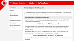 Desbloquear equipamento - Vodafone